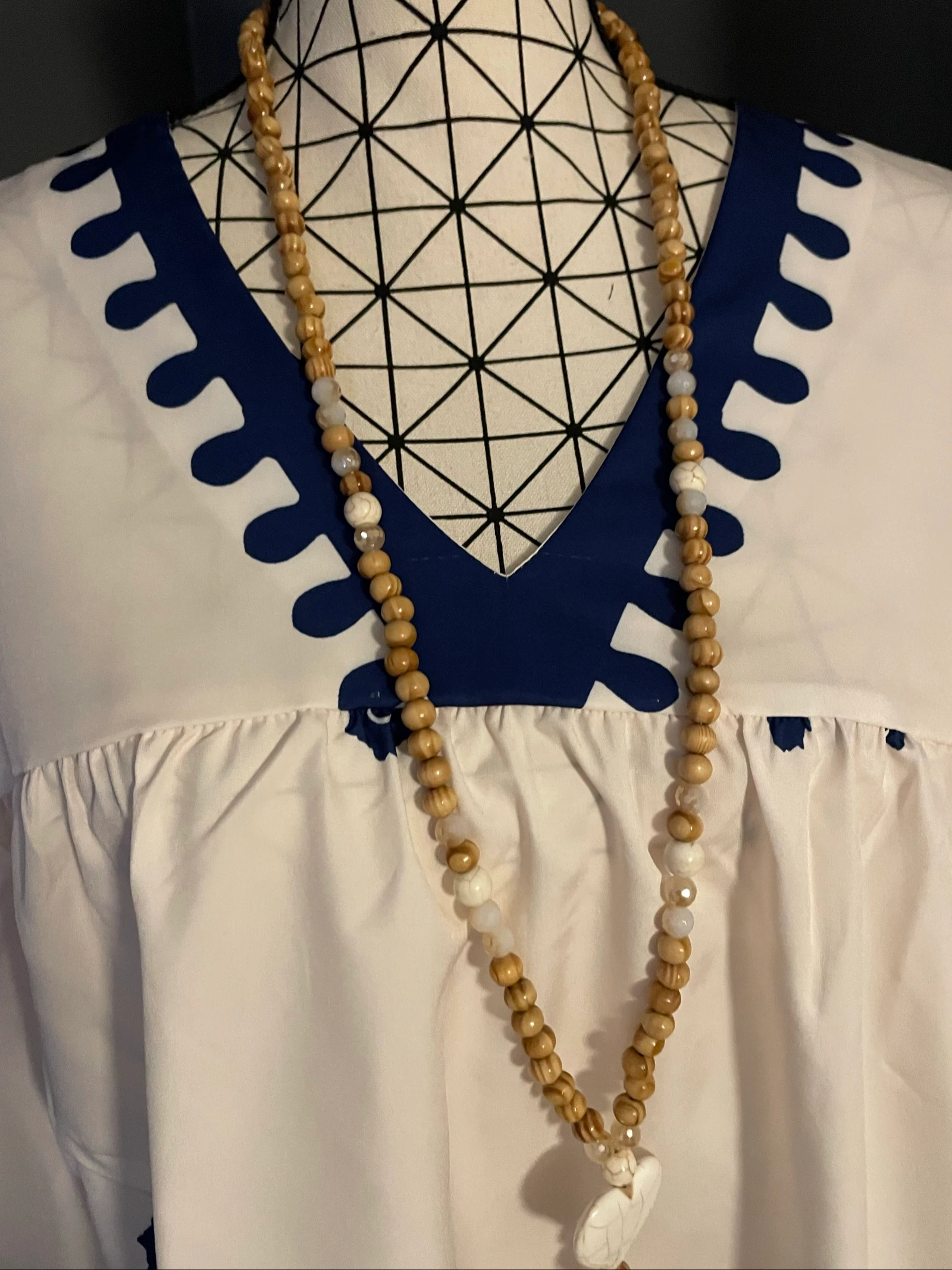 💖 blusa túnica branca e azul real boho chique plus size 58 💖 – photo 2